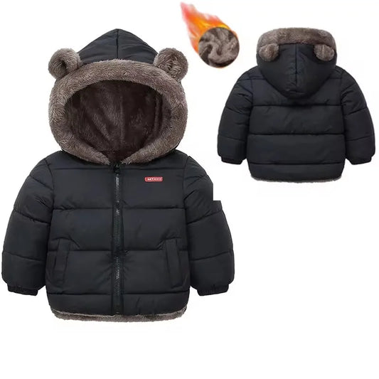Boys Girls Thick Jackets Winter Kids Padded Fleece Warm Coats Children Hooded Cotton Outerwear Kids Clothes Cashmere Snowsuit