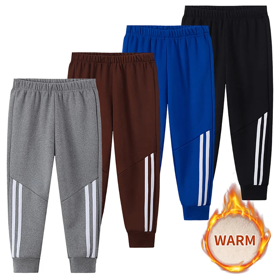 3/1 Piece Winter Children Plus Velvet Fashion Sweatpants Boys Casual Minimalist Pants Girls Joker Warm School Uniform Pants
