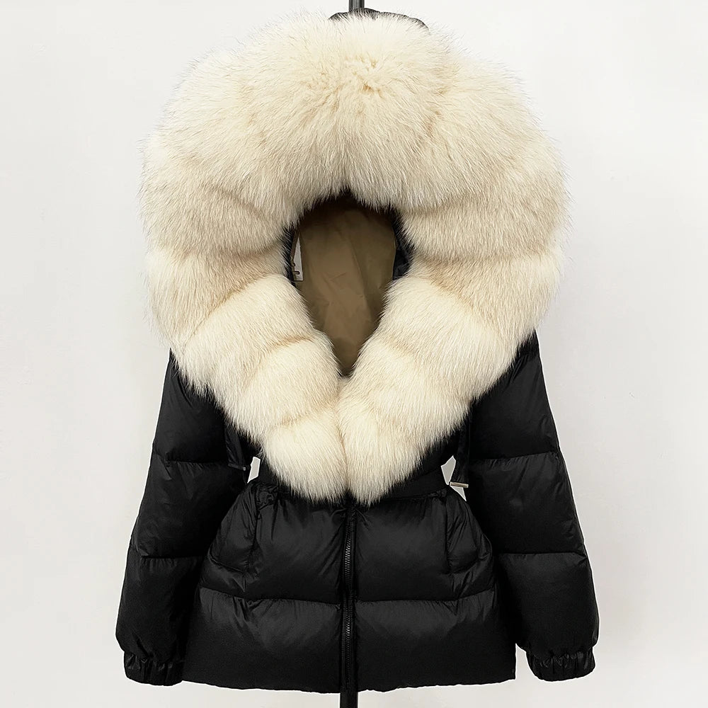 OFTBUY 2025 Winter Clothing Puffer Jacket Women Real Fox Fur Hooded Thick Warm 90% White Duck Down Coat Female Parkas Waterproof