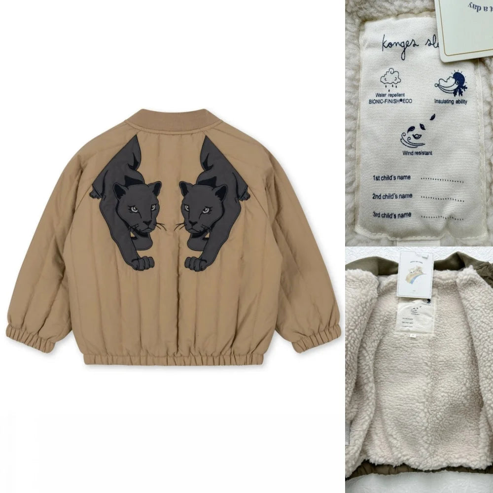 2025 KS Winter Baby Boys Cartoon Lambswool Jackets Kids Cotton Clothes Girls Jackets Outerwear Coats Boys Flight Suit Jackets