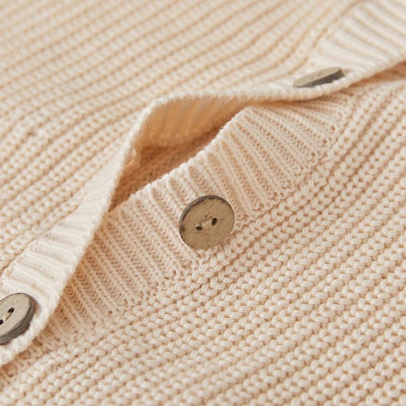 Suefunskry Baby Boys Girls Autumn Winter Knitted Sweater Long Sleeve Solid Color Single-breasted Knitwear Cardigan Jacket