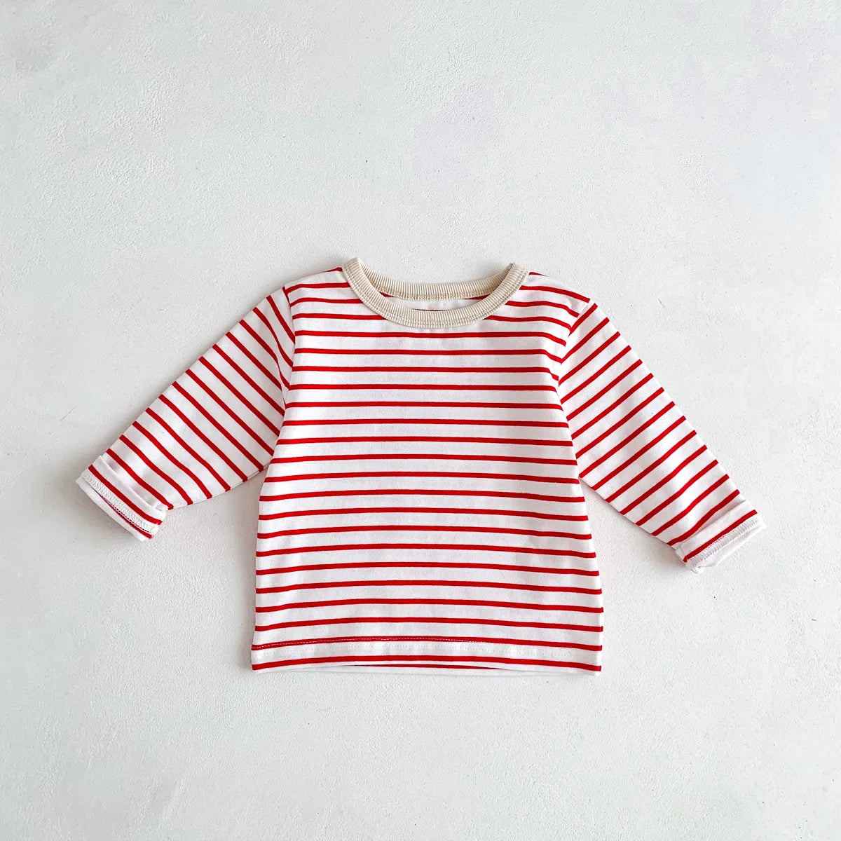 Infant Newborn Girls Boys Autumn Full Sleeve Striped Top Tees Kids Baby Casual Bottoming Shirts Toddler T-shirts Cotton Clothing