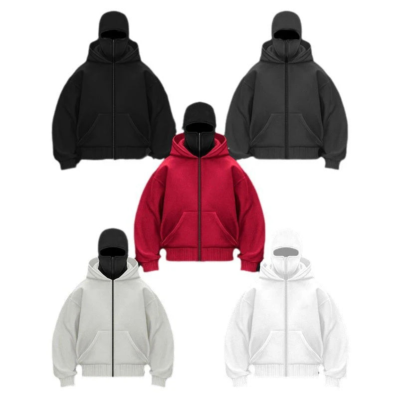 Plain Design Hooded Zip Up Sweatshirt for Men Women Autumn Winter Ins Style Couple Matching