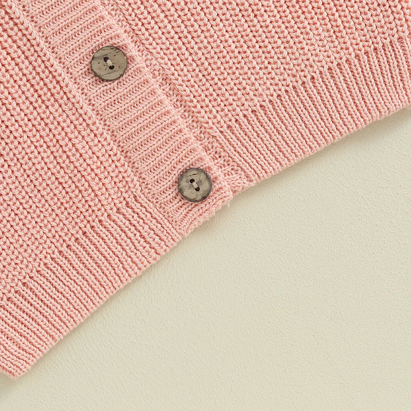 Suefunskry Baby Boys Girls Autumn Winter Knitted Sweater Long Sleeve Solid Color Single-breasted Knitwear Cardigan Jacket