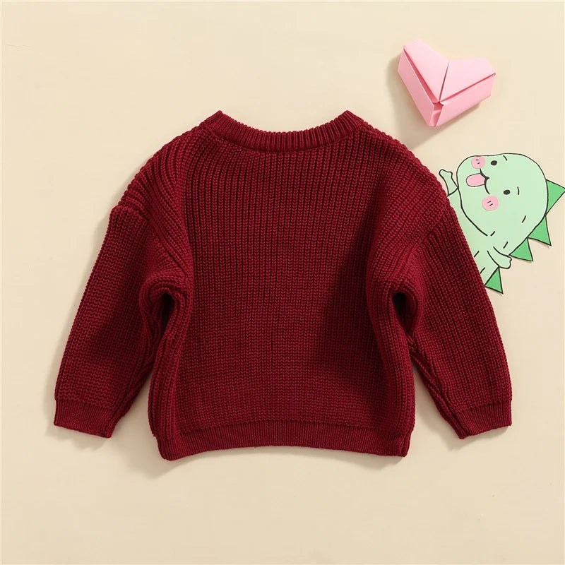 Suefunskry Newborn Baby Girl Boy Knitted Long Sleeve Autumn Winter Sweater Solid Loose Pullover Casual Tops Kids Clothes 3M-5Y