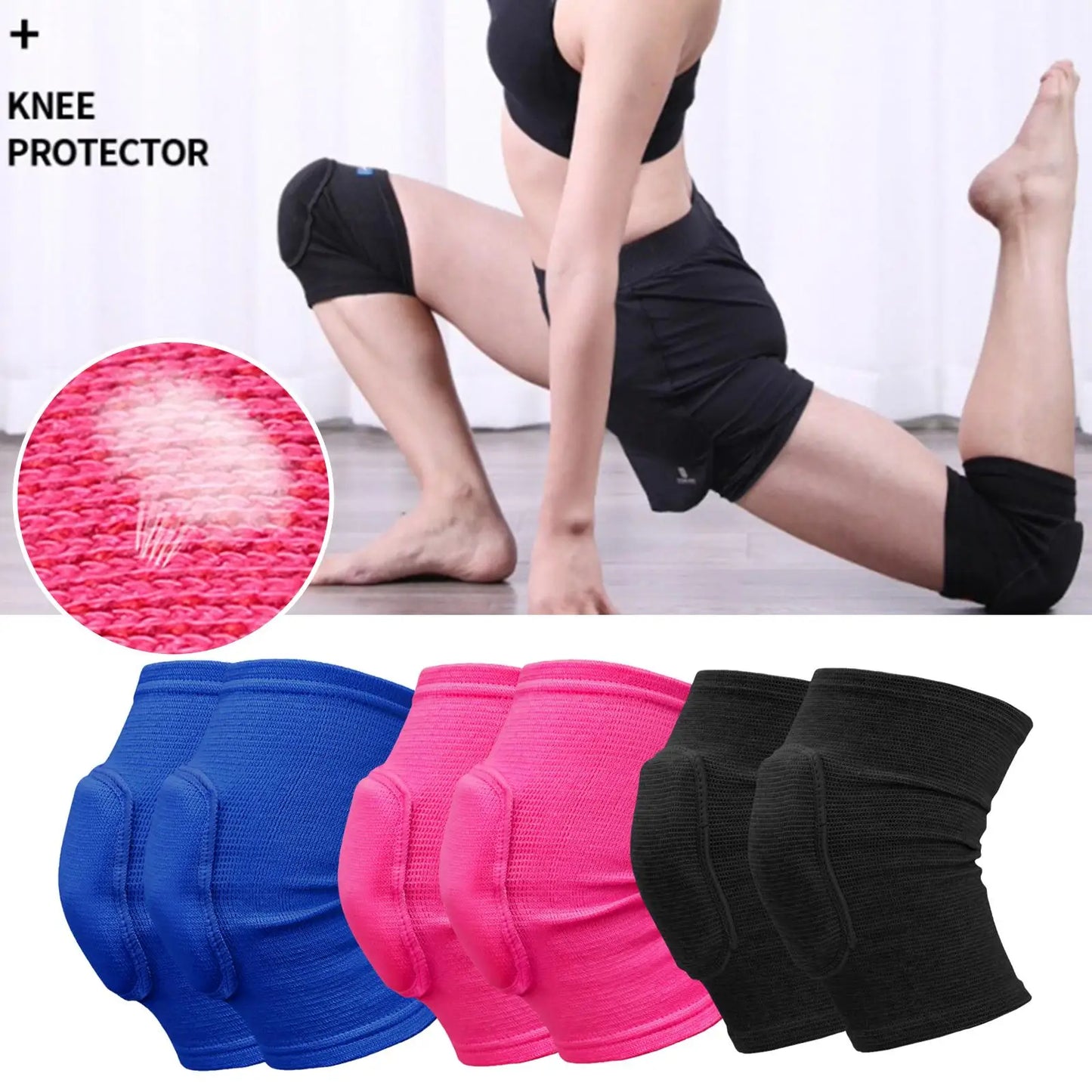2pcs/set Sports Compression Knee Pads Elastic Knee Protector Thickened Sponge Knees Brace Support For Dancing Workout Training