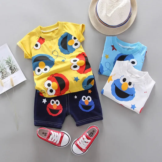 Summer Children Boys Girls Clothes Kids Cartoon Clothing Infant Suit Toddler T-Shirt Pants Set Kids Casual Tracksuit 0-4 Years