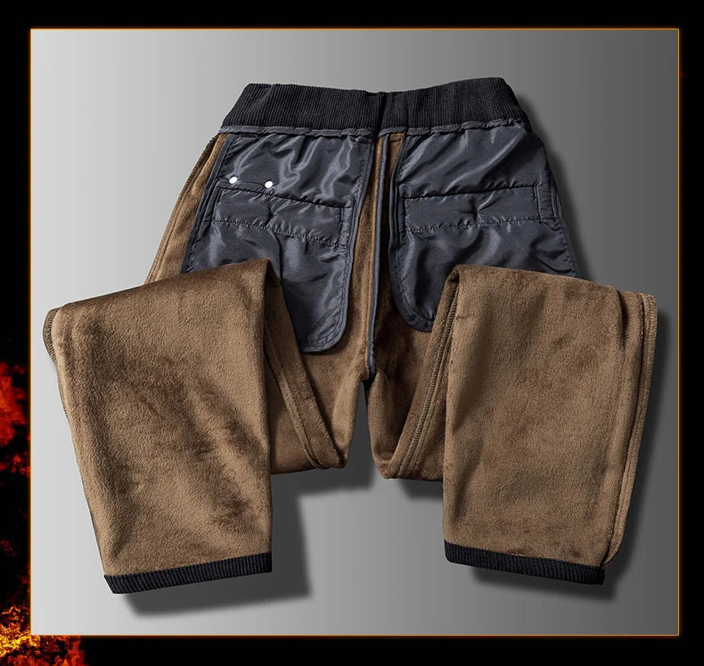 Khaki Black Gray Fleece Men's Corduroy Casual Pants Chenille Thick Stretch Business Trousers Mid-rise Brand Winter Thermal Pants