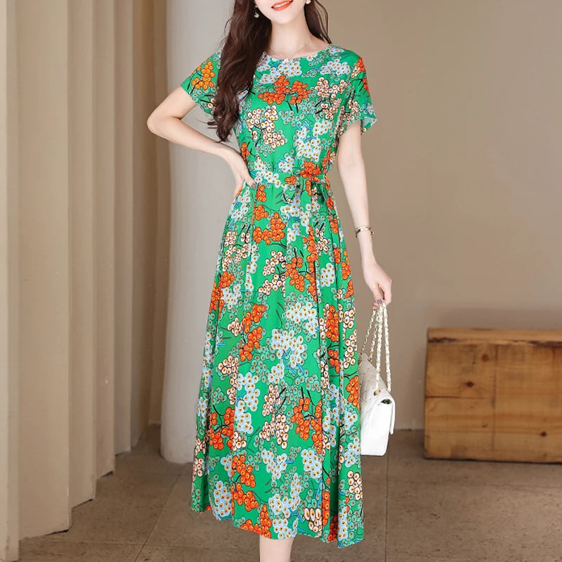 New Fashion Women Summer Dresses Hot Stylish O-Neck Print Floral Bohemian style Casual Loose sleeveless print Long Dress