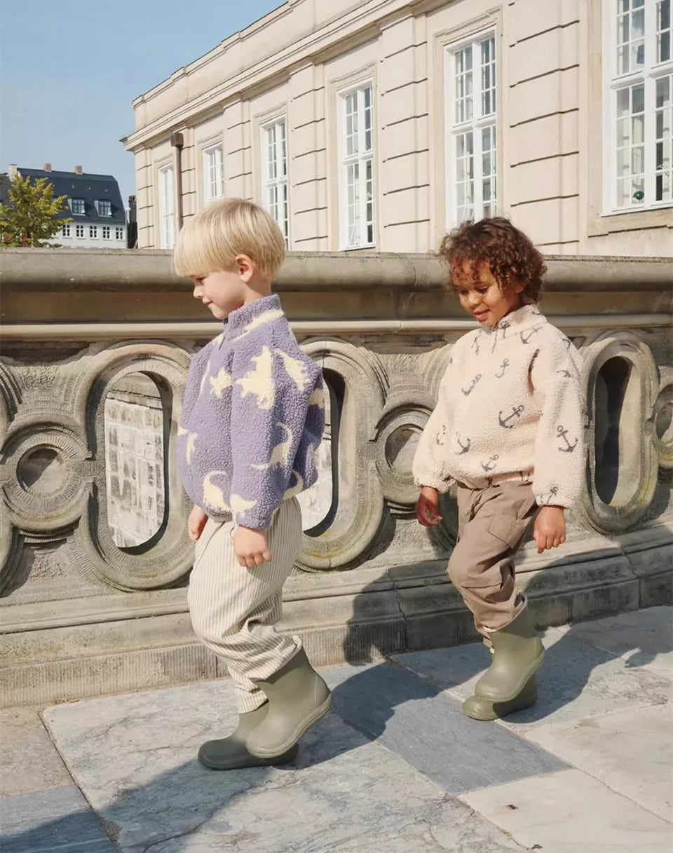 2025 KS Brand Winter Baby Girls Boys Lambswool Cherry Jackets Kids Clothes Boys Sequin Cartoon Outerwear Children's Coats 1-9Yrs