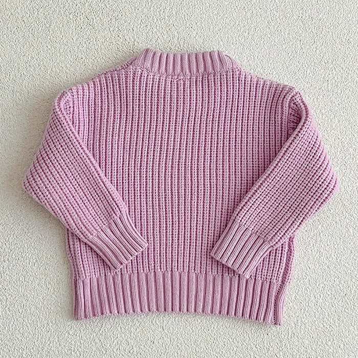 2025 New Spring Baby Girls Sweater Long Sleeved Solid Color Newborn Baby Girls Boys Knitted Pullover Tops 0-6Yrs Kids Sweater