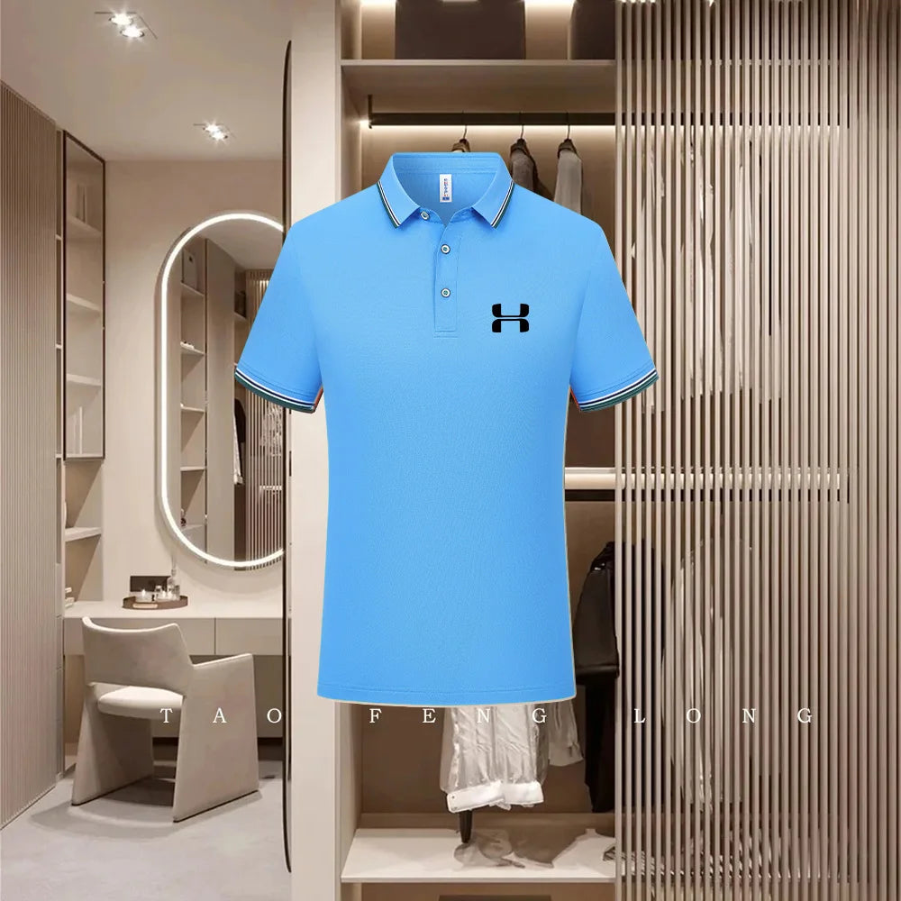 Golf Fashion Colorful Solid Color Collar Knitted Shirt Men's and Women's Casual 2026 Summer Short sleeved Top T-shirt