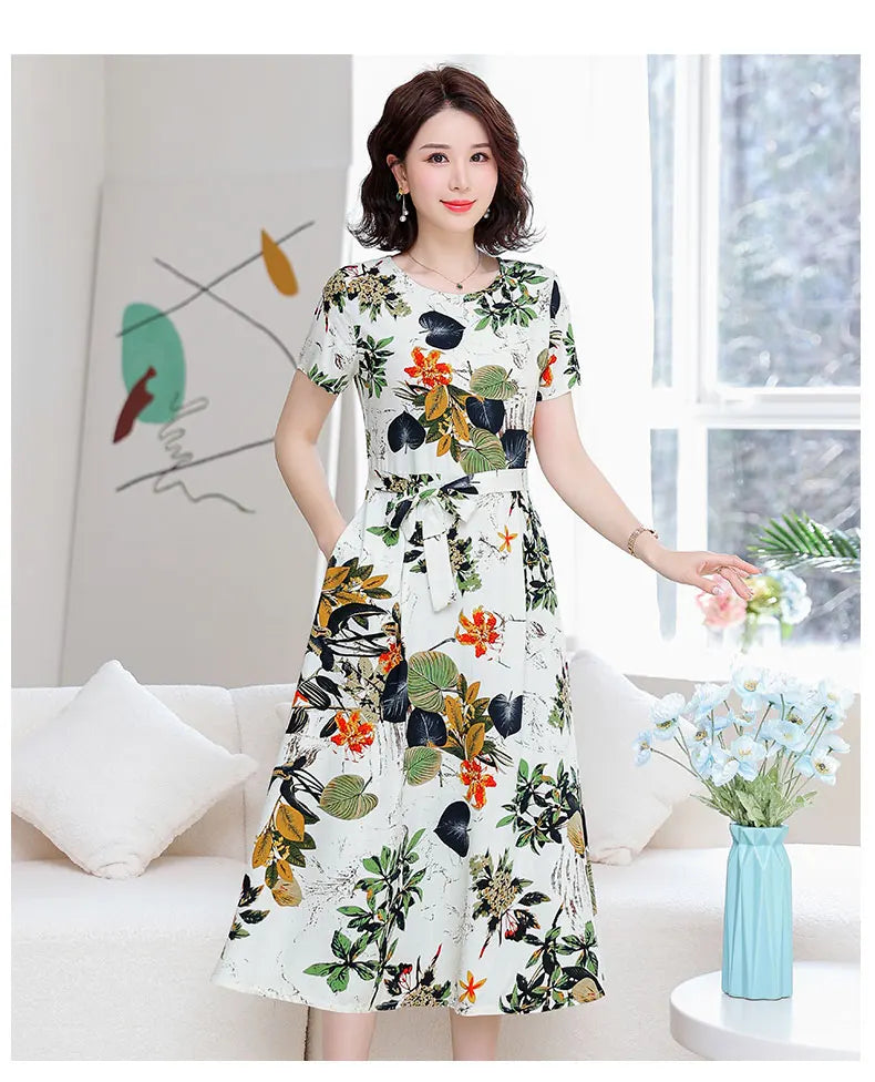 New Fashion Women Summer Dresses Hot Stylish O-Neck Print Floral Bohemian style Casual Loose sleeveless print Long Dress