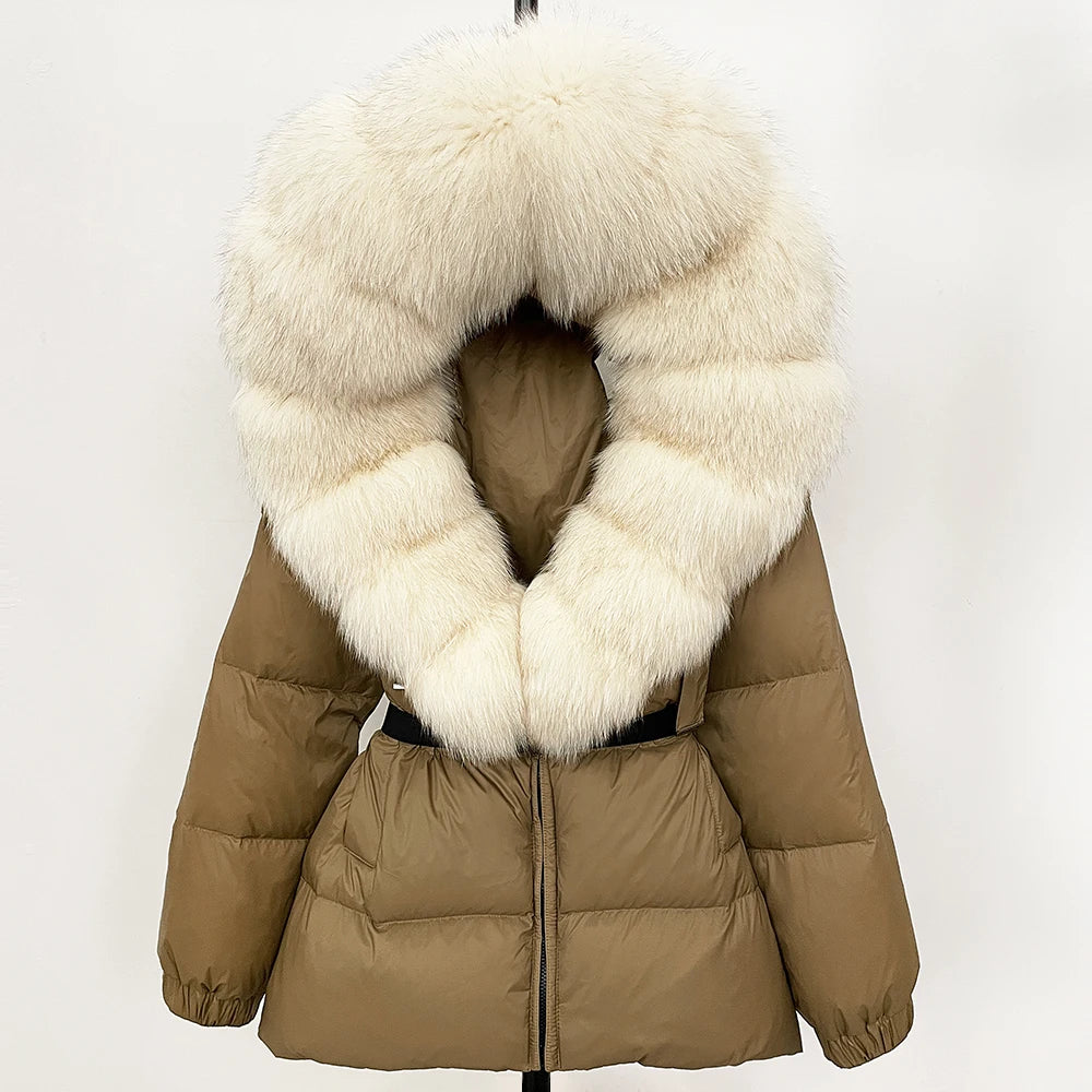 OFTBUY 2025 Winter Clothing Puffer Jacket Women Real Fox Fur Hooded Thick Warm 90% White Duck Down Coat Female Parkas Waterproof