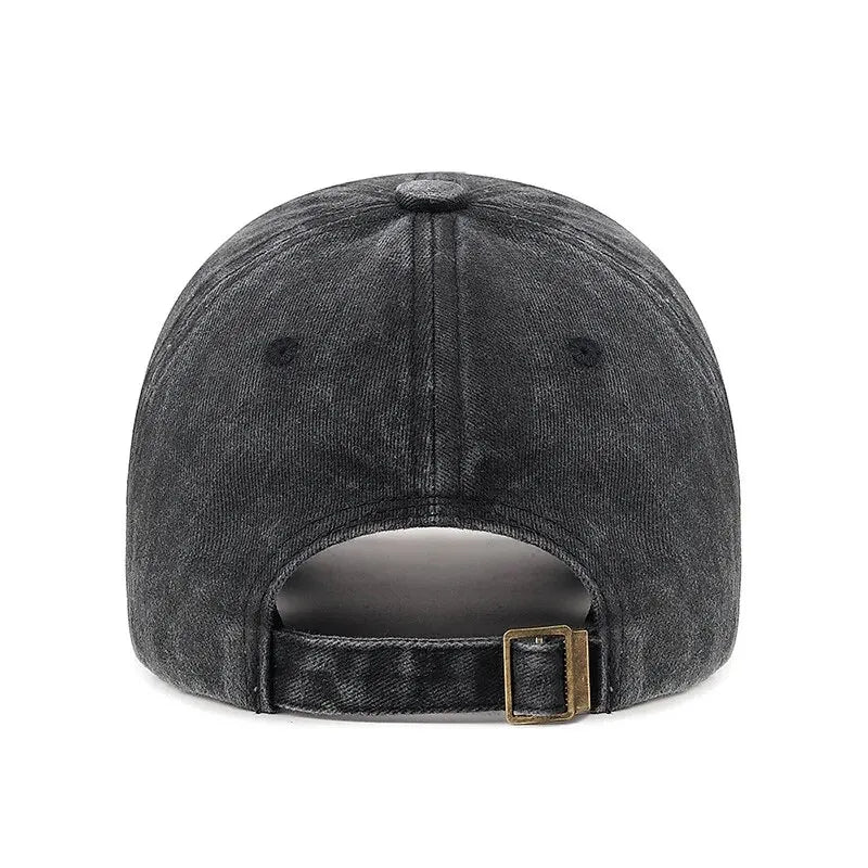 New Soft Top Washed Vintage Coated Cloth Cap Three-Dimensional Embroidery Sunhat Distressed White Casual Baseball Cap