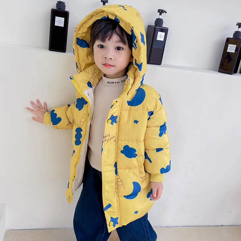 New Girls Boys Down Jacket Winter Coats Children Clothes Hooded Windbreaker Coat For Kids 2-7 Years Cotton Warm Outerwear Kids