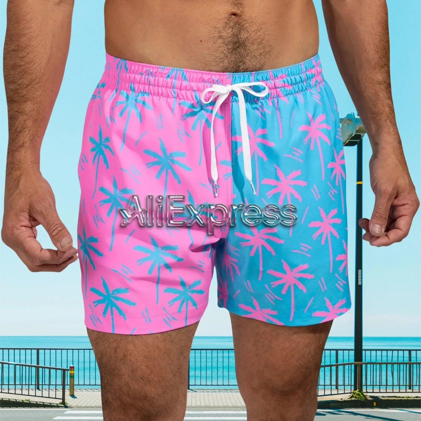 New Coconut Tree Graphic Print Men Shorts Hawaii Pool Board Shorts Beach Vacation Quick-drying Boys Pants Summer Casual Clothing