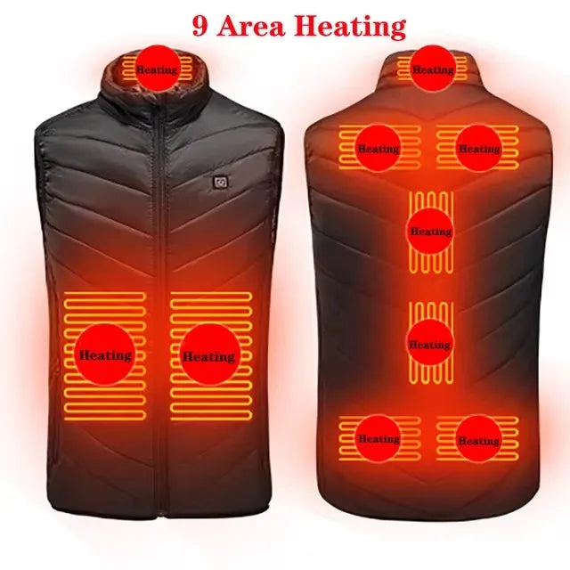 Men USB Infrared 17 Heating Areas Vest Jacket Men Winter Electric Heated Vest Waistcoat For Sports Hiking Oversized 5XL