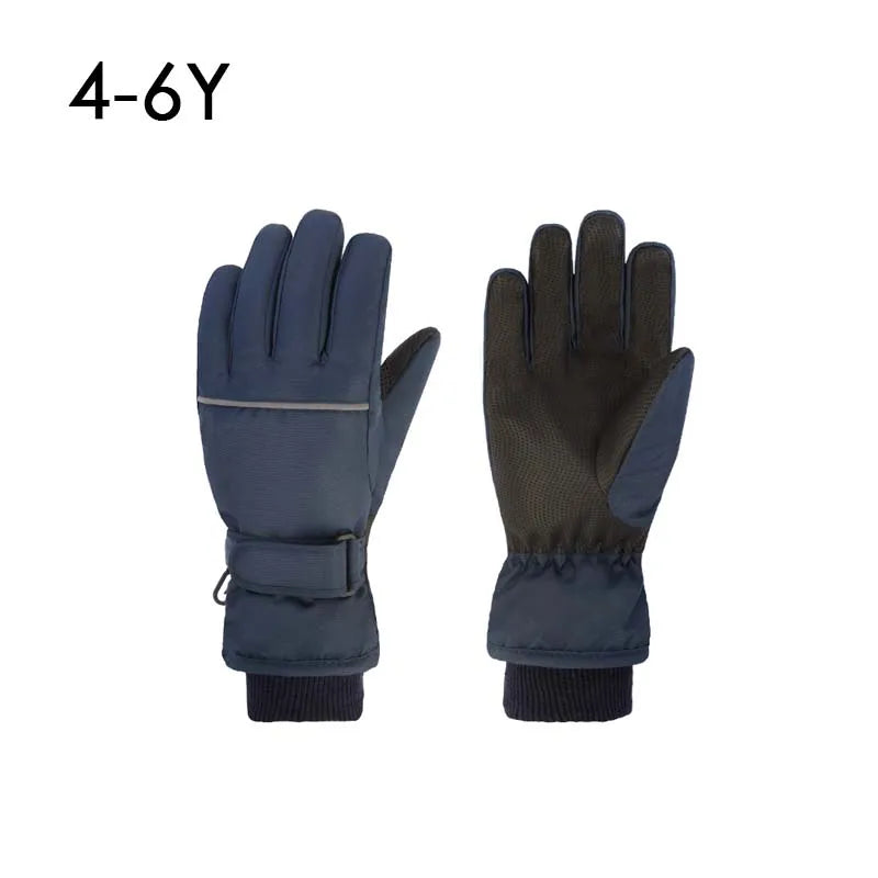 Waterproof Ski Gloves for Adult Kids Thick Children Snowboard Gloves Outdoor Fleece Lining Family Winter Gloves for Boys Girls