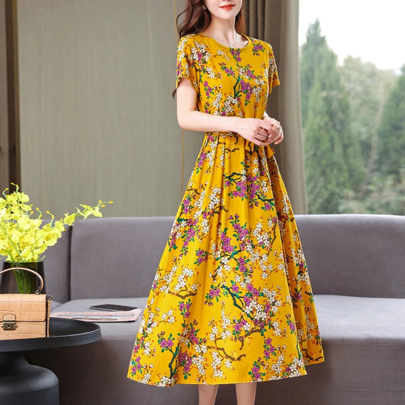 New Fashion Women Summer Dresses Hot Stylish O-Neck Print Floral Bohemian style Casual Loose sleeveless print Long Dress