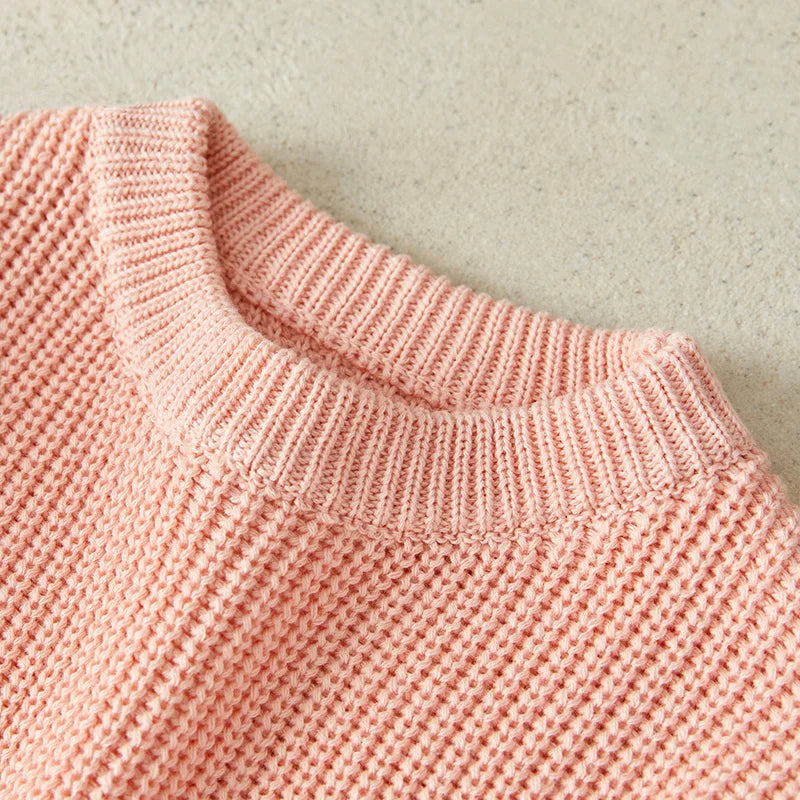 Suefunskry Newborn Baby Girl Boy Knitted Long Sleeve Autumn Winter Sweater Solid Loose Pullover Casual Tops Kids Clothes 3M-5Y