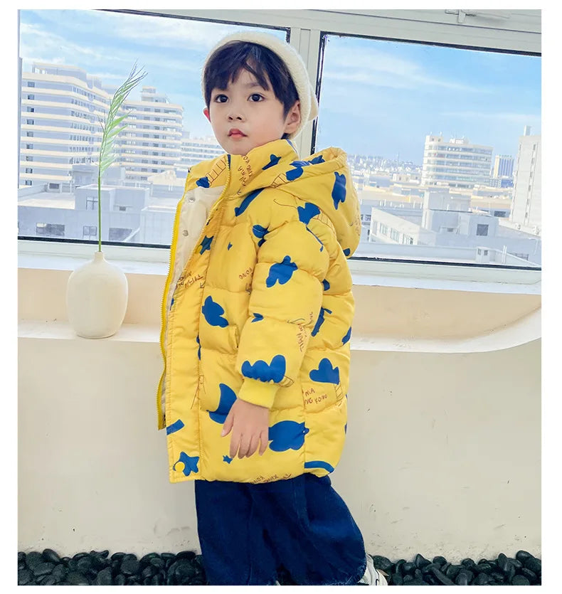 New Girls Boys Down Jacket Winter Coats Children Clothes Hooded Windbreaker Coat For Kids 2-7 Years Cotton Warm Outerwear Kids