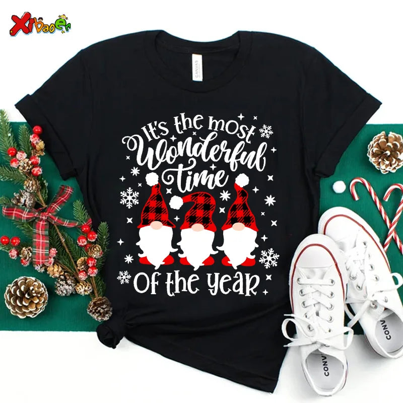 Family Christmas Shirts Cotton Family Matching Outfit Merry Christmas Kids Tshirts Baby Rompers Matching Pajamas Clothes Famille