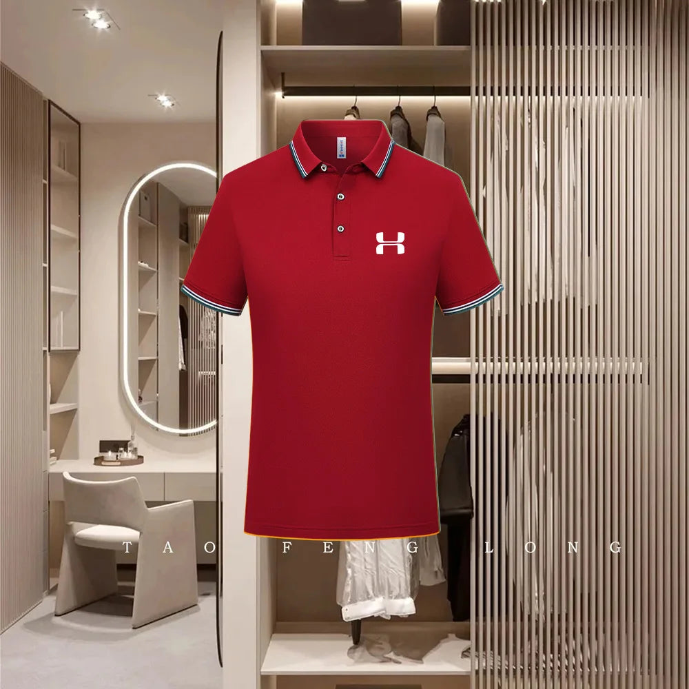 Golf Fashion Colorful Solid Color Collar Knitted Shirt Men's and Women's Casual 2026 Summer Short sleeved Top T-shirt