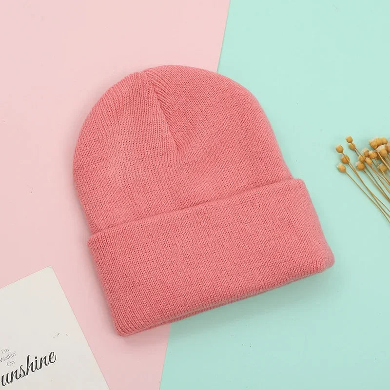 Dad Mother Kids Baby Hats for Girl Boy Newborn Beanie Infant Candy Color Winter Autumn Family Warm Knitted Parent Children Hat