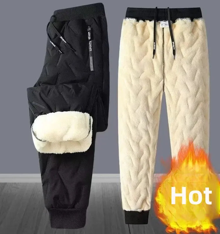 Lamb Velvet Winter Thiened Fce Lined Men's Snow Pants Outerwear Windproof Warm down Cotton Trousers Youth Faion