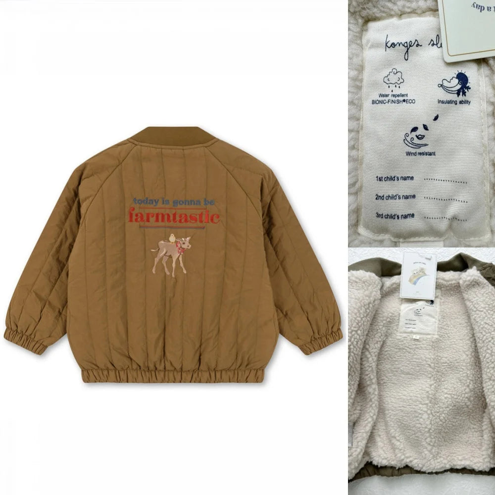 2025 KS Winter Baby Boys Cartoon Lambswool Jackets Kids Cotton Clothes Girls Jackets Outerwear Coats Boys Flight Suit Jackets