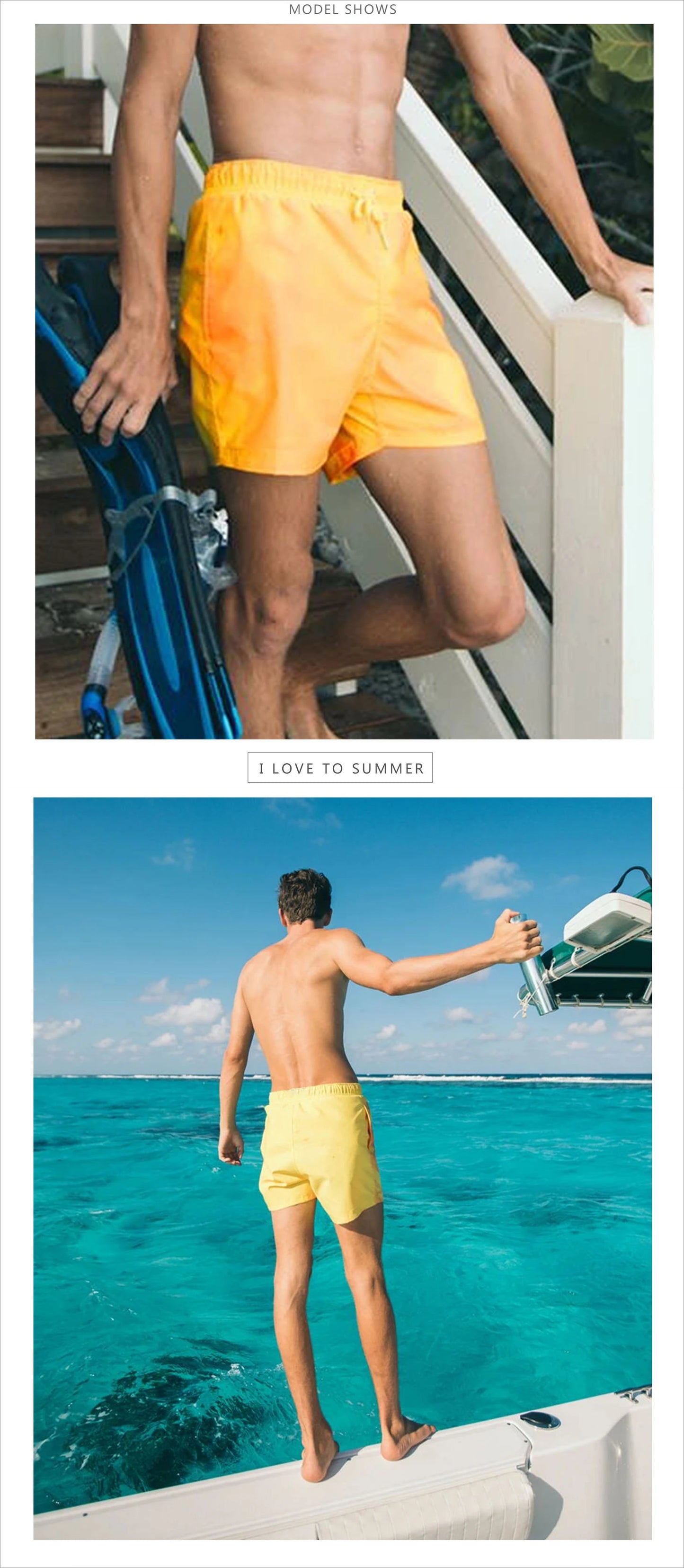 Magical Color Changing Board Shorts Men Summer Discoloration Swimming Trunks Swimwear Swim Surf Short Wear Quick Dry Beach Pants