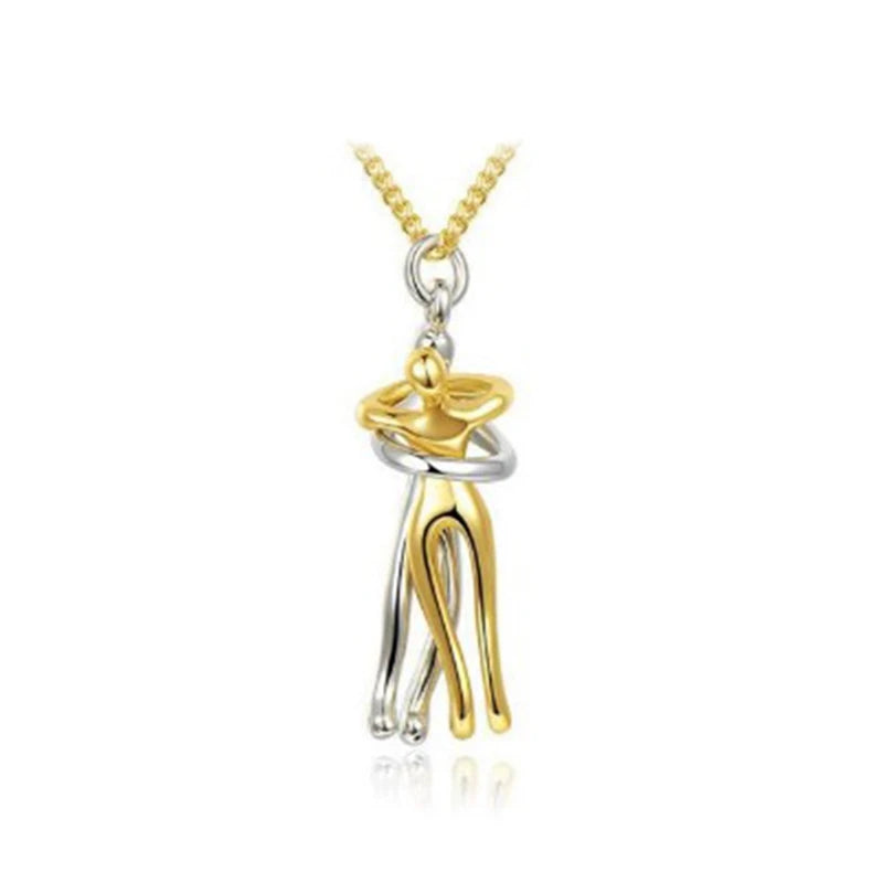 Fashion Couple Hug Pendant Necklace For Women Girls Wedding Chain Necklaces Party Valentine's Day Fashion Jewelry Gifts
