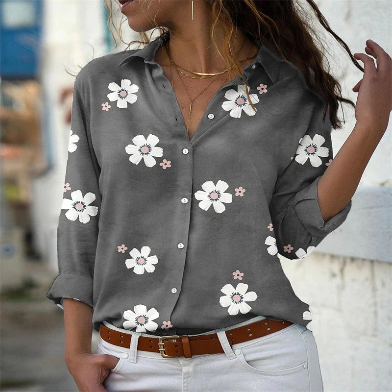 2024  ladies shirt fashion women's Hawaiian shirt long -sleeved outdoor holiday beach clothing super large yard 6xl