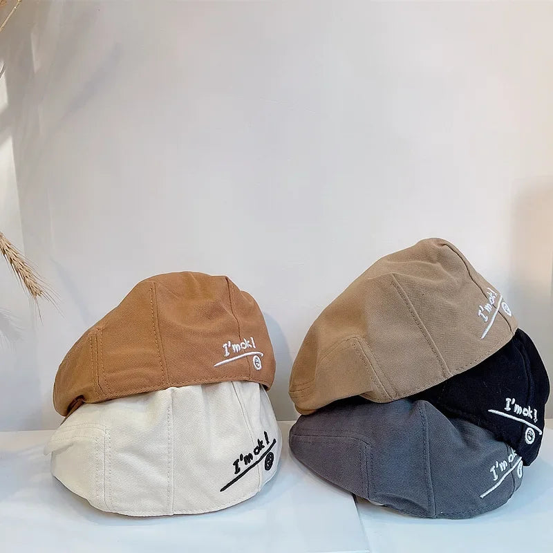 Hot Solid Color Children Berets Stripe Cotton Thin Fashion Simple Kids Hats & Caps Berretto Baby Caps for Boys Girls
