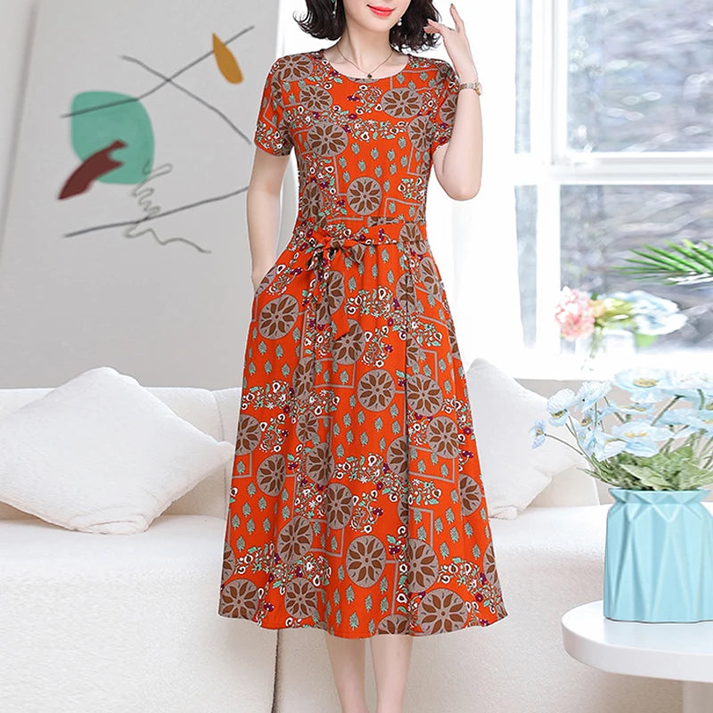 New Fashion Women Summer Dresses Hot Stylish O-Neck Print Floral Bohemian style Casual Loose sleeveless print Long Dress