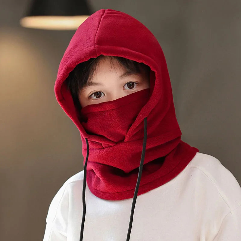 Lamb Fleece Children Headgear Cold Proof Kids Scarf Cap Thick Plush Winter Warm Bomber Hat 3-8year Baby Cycling Face Mask Beanie