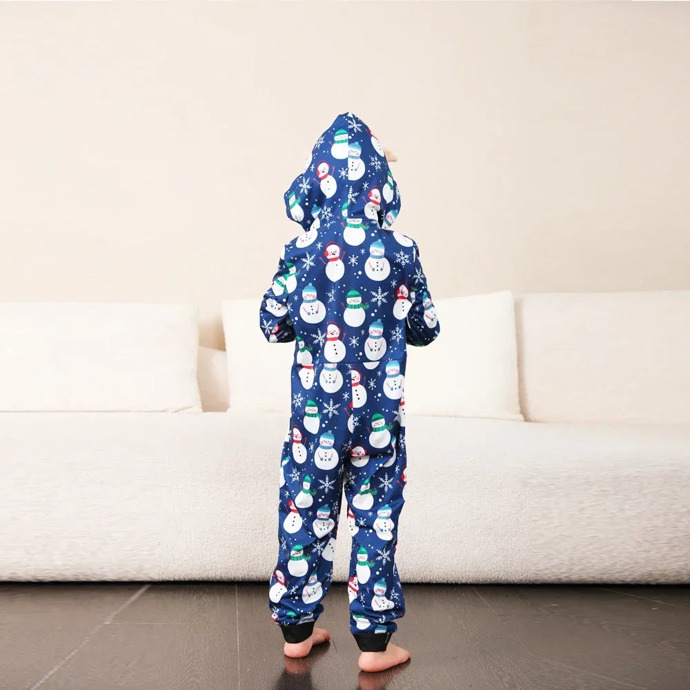 Christmas Gift Mother Father Kids Matching Outfits Cute Deer Ear Hooded Romper Overall Soft Loose One-Piece Pajamas Family Look